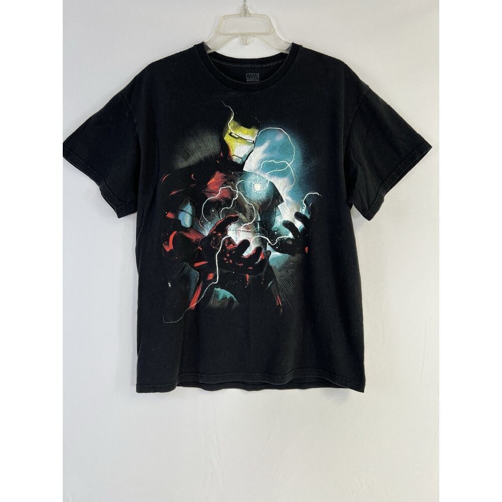 Vintage 2008 Iron Man Marvel Comics AOP Hero Pose Shirt Men’s Large